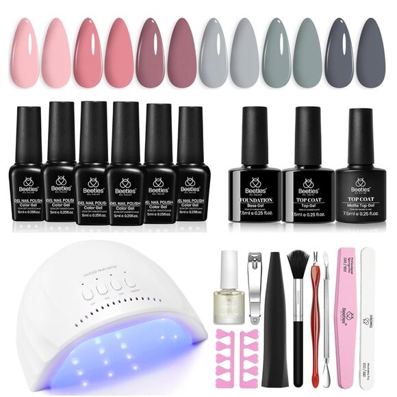 Beetles 6 Shades Gel Polish Set with Powerful 48W LED Nail Lamp - Perfect Gift - Picture 1 of 8